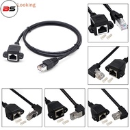 BS 8Pin RJ45  Cable Male to Female Screw Panel Mount Ethernet LAN Network 8 Pin 90 Degree Right Angl