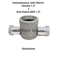 JOHN MORRIS INSTANTANEOUS FEMALE ADAPTOR 1.5 in x BSP INNER THREAD 1.5 in TYPE 2 DUAL TWO ALUMINUM E