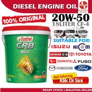 Castrol Engine Oil CRB Multi 20W-50 CF 18Liter For Diesel Enjin Truck Tractor Minyak Hitam Lori Backhoe Case 20W50
