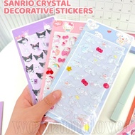 Crystal Embossed Sanrio Sticker - Students Stationery - Water Cup Trunk Decor - Hand Ledger Patch - 