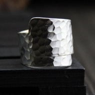 Real S999 Silver Cool Personalized Design Knocking Surface Irregular Rings Women