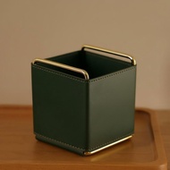 PU Leather Desktop Organizer Nordic Vintage Storage Box Multi-Functional Remote Control Holder for J