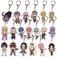 Anime Jojos Bizarre Adventure Keychain Cartoon Figure Acrylic Key Ring Kujo Jotaro Ghirga Narancia Bruno Key Chain Cosplay Gifts