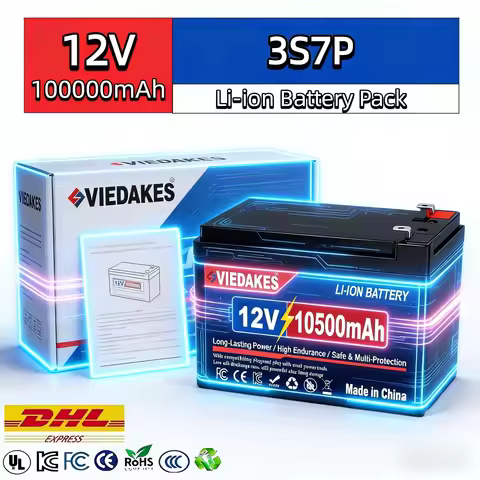 VIEDAKES Brand New 3S7P 12V 100Ah LiFePO4 18650 Battery Pack Power Bank Steady Voltage for Medical E