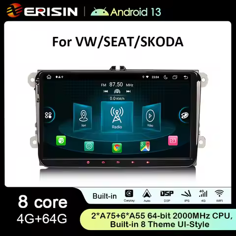 ES8998V IPS Android 13 Car Stereo For VW Sharan Jetta V Golf Plus Seat Skoda GPS SatNav Radio DSP 4G