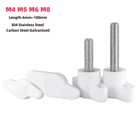 White T-Handle Screw M4 M5 M6 M8 304 Stainless Steel Bakelite Hand Tighten Screw / Butterfly Plastic