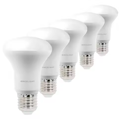 Pack of 5, E27 LED Spot Light Bulb, R63 Reflector with Milky Diffuser, 8W (75W Equivalent), 200-240V