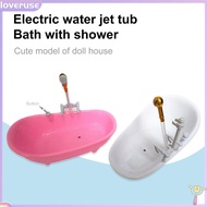 /LO/ Electric Doll Bathtub Exquisite Spouting Water Sound Portable Miniature Dollhouse Bathroom Bathtub for 1/6 Dolls