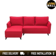 Livingmall Fausto 3 Seater Fabric L-Shape Sofa in Red