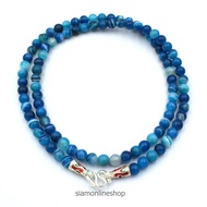 Stone Necklace - Blue agate สร้อยคอหิน อาเกตสีฟ้า ขนาด 6 มม. by siamonlineshop