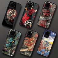 Japanese Samurai Phone Case For Samung A32 A51 A52 NOTE 10 20 S10 S20 S21 S22 Pro Ultra Black PC Glass Phone Cover