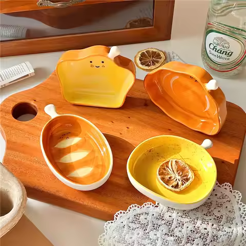 Creative Bread Shaped Ceramic Dish, Small Dipping Saucers, Snacks Hot Pot Sauce Tomato Sauce Plates,