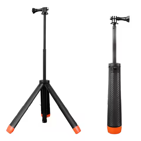 Action Camera Selfie Stick Tripod Orange Camera Floating Selfie Stick Tripod Extendable Widely Compa