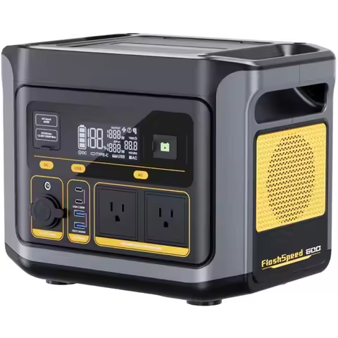 600Wh LiFePO4 Portable Power Station 600W AC 1200W Peak 100W USB-C Solar Input Backup Camping RV Cus