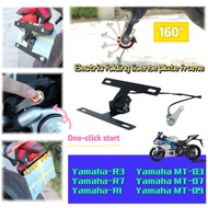 Aluminum Alloy Electric Folding Motorcycle License Plate Frame Number Holder with One Touch for Yama