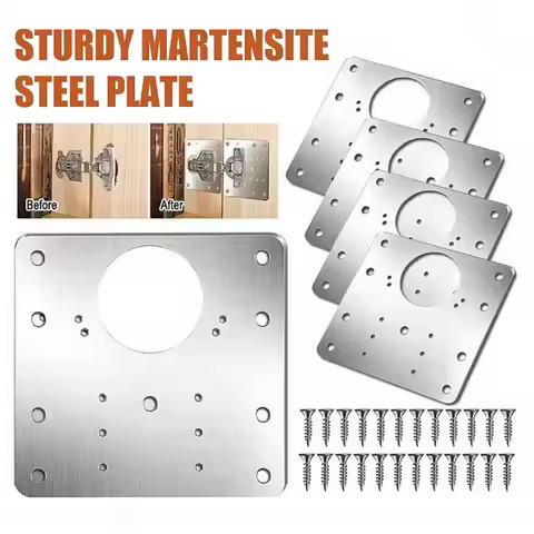 Cabinet Hinge Repair Plate Kit Rust-Resistant Large Hinge Repair Board Door Hinge Repair Kit Plate w