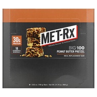 MET-Rx, Big 100, Meal Replacement Bar, Peanut Butter Pretzel, 9 Bars, 3.52 oz (100 g) Each