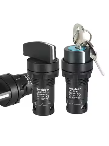 22mm Key Knob Switch 2/3 Position Self Locking 1NO/2NO/1NO1NC Select Rotary Switch Power Conversion 