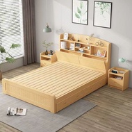 【Sg Sellers】Solid Wood Bed Storage Bed Tatami Wooden Bed Double Master Bedroom Bed Single Wooden Bed Bed Frame with Storage Drawers Bed Frame With Mattress Storage Bed Frame