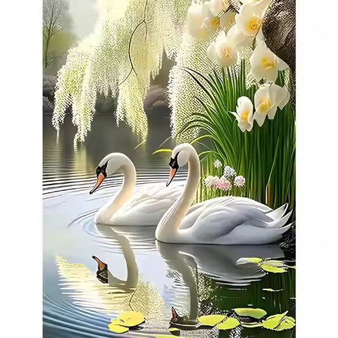 EverShine DIY Diamond Painting Swan Full Square Round Drill Embroidery Tree Mosaic Animal 5D Picture