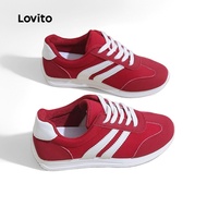 Lovito Sporty Plain Red Forrest Gump Shoes Lightweight Running Student Movement Fashion Sneakers for