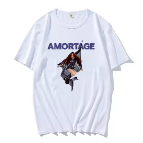 Streetwear Korean singer JISOO AMORTAGE T-shirt Ropa Hombre Hip Hop Fashion T-shirt Casual Men's and