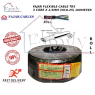 FAJAR 3CORE 2.5mm x 3C TRS S.RUBBER FLEXIBLE CABLE  (50/0.25) WEATHERPROOF ~100M