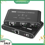 Gigabit Switch 1 in 3 Out 30W Per Port Network Hub RJ45 for IP Cameras VoIP Phones Office Supplies