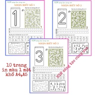 [New Item] Number recognition set from 0-9 A4, A5 paper size for children to have fun learning and d