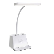 Desk Lamp with Wireless Charger, White Gooseneck Desktop Lamp, Study Lamps for Bedrooms -Desk Lights for Home Office