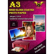 7 Heaven A3 Glossy Photo Paper 260gsm (20pcs/pack)