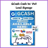 ☪ ¤ ✻ Laminated Gcash Cash In/ Out/ E-load Signage
