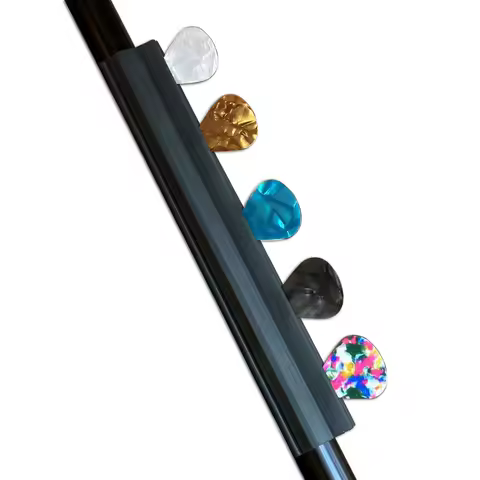 Microphone Stand Pick Holder - Guitar Picks Clamp / Clip With 5 Picks,Rubber/Black ,Suitable for Mic