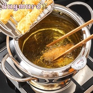 DAGMARC Deep Fryer Pot, Japanese Stainless Steel Tempura Fryer Pan, Thickened Thermometer Oil Saving