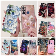 For Tecno Pop 5 Lte Casing BD4 BD4i BD4a Shockproof Cover Beautiful Flower Marble Soft Silicone Case