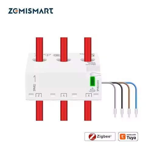 Zemismart Zigbee Smart Energy Meter 3 Phase 4 Wire Power Monitor Sensor 208V 415V Work with Tuya Sma