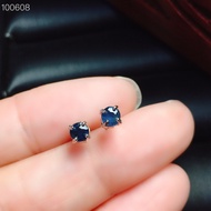 Small Silver Sapphire Stud Earrings for Daily Wear 3mm Natural Sapphire Silver Earrings 925 Silver S