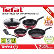 🔥SPECIAL OFFER🔥 TEFAL So Red 6 Piece Non Stick Cookware Set (C572S595) Periuk Tefal - PREMIUM QUALIT