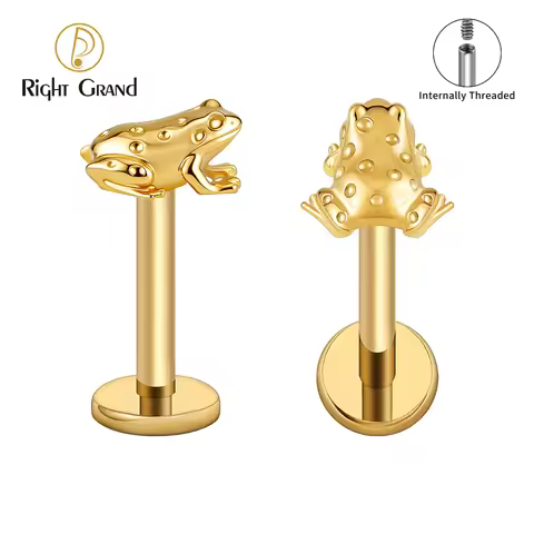 Right Grand ASTM F136 Titanium Tiny Frog Helix Earring 16G Cute 3D Toad Tragus Lobe Cartilage Stud L