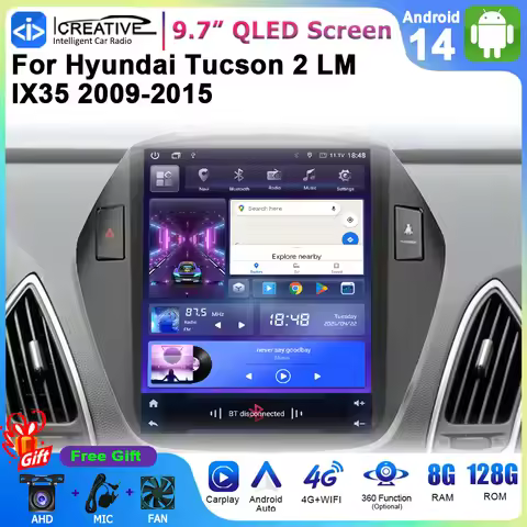 2Din dvd no dvd Android 14 Car Multimedia Player For Hyundai Tucson 2 LM IX35 2009 - 2015 Tesla Styl