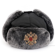 หมวกหมวกดักสัตว์รัสเซียพร้อมป้ายโซเวียตขนเทียม Ushanka Flaps หมวกฤดูหนาวน้ำและลมหลักฐาน Oudoor ใช้ J