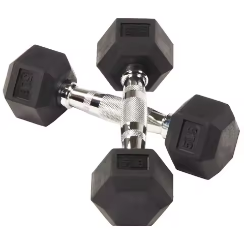 Non-Slip Grip Dumbbell, Rubber Hex, 5 lbs, 2 Count,Easy to store and carry