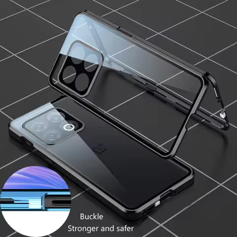 360 Metal Magnetic Case For Oneplus 12 11 10T 10R 10 Pro Double Sided Glass Lens Protector For Onepl