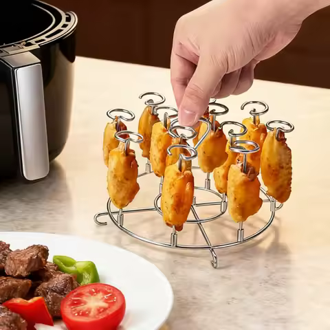 1PCS Stainless Steel Vertical Skewer Rack, Air Fryer & Oven BBQ Stand, Upright Barbecue Skewer Hangi