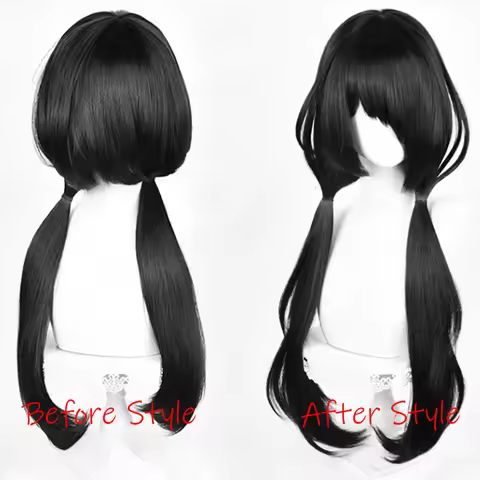 Anime Tokisaki Kurumi Cosplay Wig 80cm Long Black Women Hair Heat Resistant Synthetic Wigs