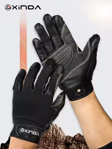 XINDA Professional Outdoor Sports Full Finger Cowhide Climbing Gloves Rock Climb Downhill Hiking Ant