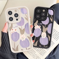 For Infinix Note 12 / Note 12 Pro / Note 30 / Note 30 Pro / Infinix Smart 5 6 6HD 7 8 / Infinix X670 X6833B X680 X6511B X6515 Casing Beautiful Cute Rabbit Purple Tulip Shockproof Silicone Phone Shell