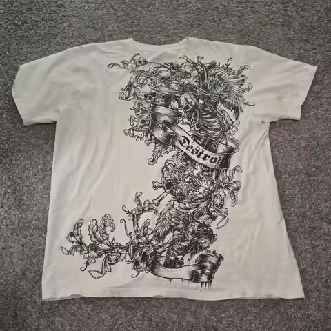 2025 Vintage Y2K MMA Elite Mens Streetwear T Shirt Loose Cotton Summer Tee with Retro Vine Embroider