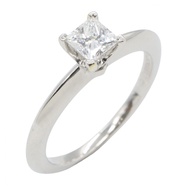 【二手】蒂芬妮 (Tiffany & Co.) 方形公主方形鑽石戒指，7號，950鉑金，鑽石，方形公主方形鑽石戒指，女士款