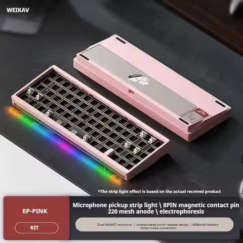 Weikav Nut65 Gaming Keyboard Kit Wired Wireless Mechanical Tri-Mode 6000mAh Sound-Reactive Lighting 